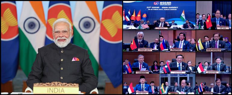 PM Virtually addressing the 22nd ASEAN Summit 2025, via video conferencing on October 26, 2025.