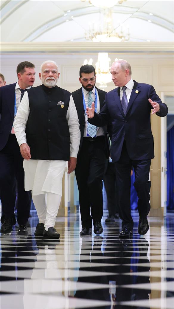 PM meets with the President of Russia, Mr. Vladimir Putin in Tianjin, China on September 01, 2025.:Prime Minister's Office PM meets with the President of Russia, Mr. Vladimir Putin in Tianjin, China on September 01, 2025.:Prime Minister