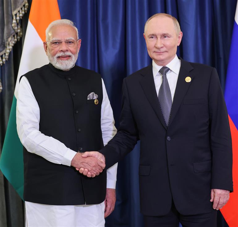 PM meets with the President of Russia, Mr. Vladimir Putin in Tianjin, China on September 01, 2025.:Prime Minister's Office PM meets with the President of Russia, Mr. Vladimir Putin in Tianjin, China on September 01, 2025.:Prime Minister