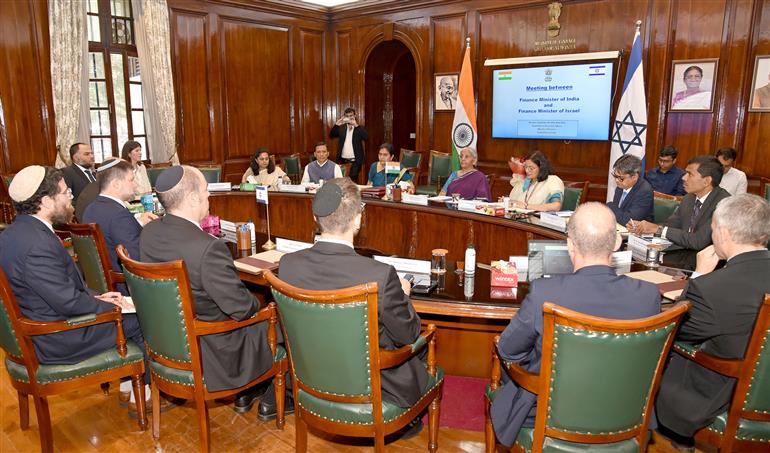 The Union Minister for Finance and Corporate Affairs, Smt. Nirmala Sitharaman and Finance Minister of Israel, Mr. Bezalel Smotrich at the Signing ceremony of Bilateral Investment Agreement between India and Israel, in New Delhi on September 08, 2025.