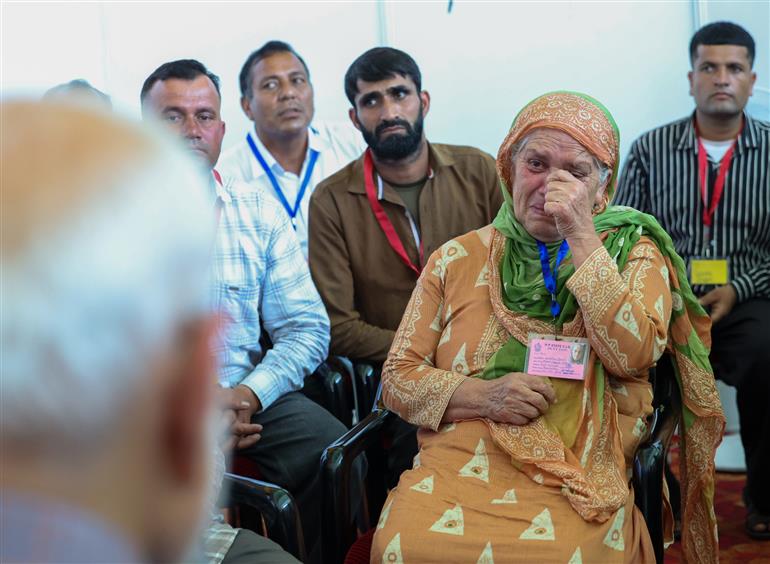 PM meeting with Flood affected-persons, in Himachal Pradesh on September 09, 2025.