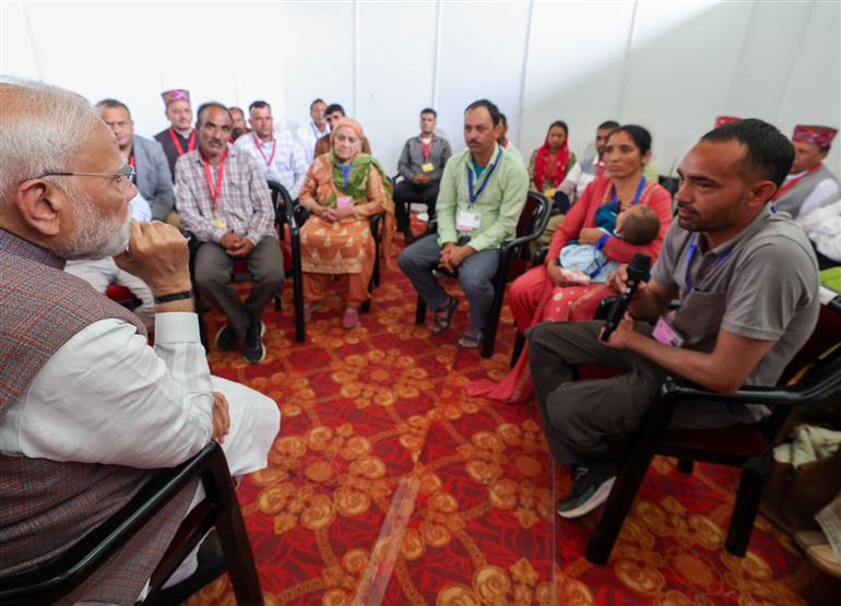 PM meeting with Flood affected-persons, in Himachal Pradesh on September 09, 2025.