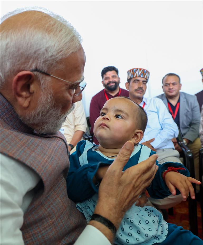 PM meeting with Flood affected-persons, in Himachal Pradesh on September 09, 2025.