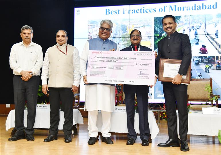 The Union Minister for Environment, Forest and Climate Change, Shri Bhupender Yadav attends the Swachh Vayu Sarvekshan Awards & Wetland Cities Recognition Ceremony held at Indira Paryavaran Bhawan, in New Delhi on September 09, 2025.