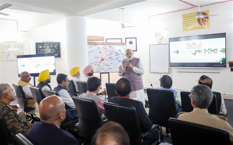 PM held a review meeting at Gurdaspur, in Punjab on September 09, 2025.