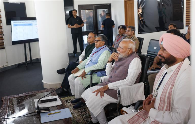 PM held a review meeting at Gurdaspur, in Punjab on September 09, 2025.