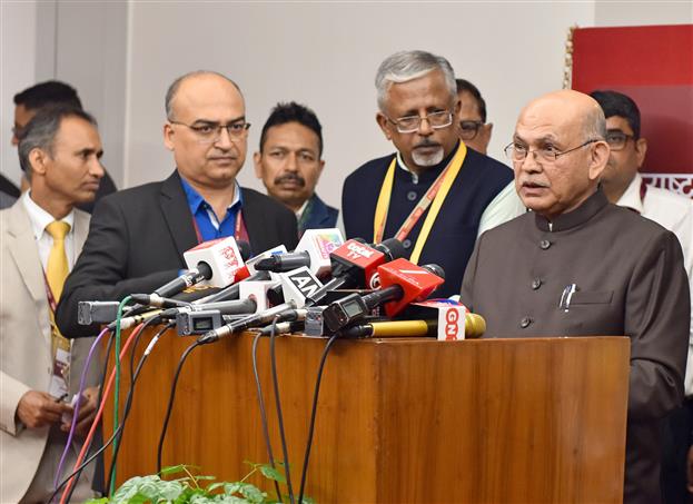 The Secretary General, Rajya Sabha and Returning Officer of Vice Presidential Election 2025, Shri Pramod Chandra Mody briefing the media, in New Delhi on September 09, 2025.