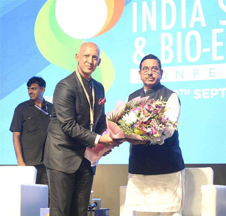 The Union Minister of Road Transport and Highways, Shri Nitin Gadkari and the Union Minister for Consumer Affairs, Food and Public Distribution and New and Renewable Engergy, Shri Pralhad Joshi attends the ISMA’s the Indian sugar & Bio-Energy Conference 2025 in New Delhi, on September 11, 2025. 