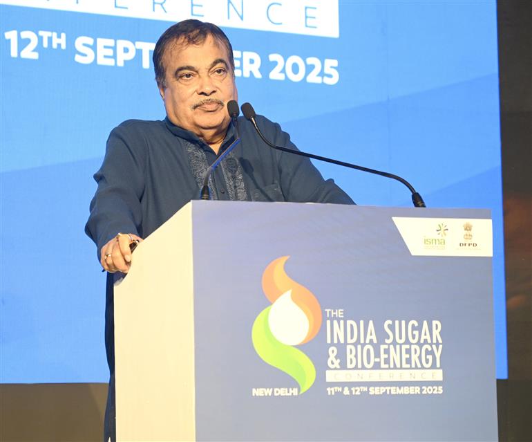 The Union Minister of Road Transport and Highways, Shri Nitin Gadkari addressing at the ISMA’s the Indian sugar & Bio-Energy Conference 2025 in New Delhi, on September 11, 2025. 