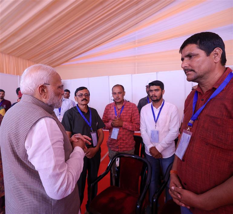 PM interacting with Flood affected-families, in Uttarakhand on September 11, 2025.