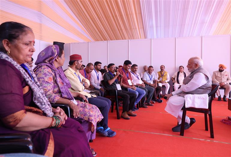 PM interacting with Flood affected-families, in Uttarakhand on September 11, 2025.