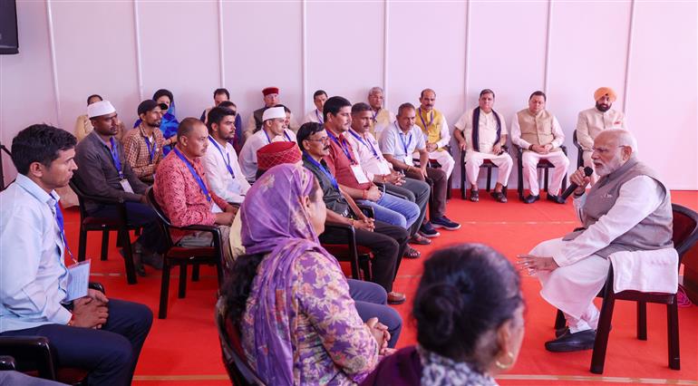 PM interacting with Flood affected-families, in Uttarakhand on September 11, 2025.