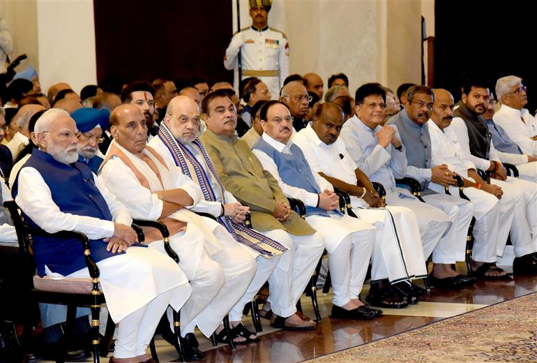The President of India, Smt Droupadi Murmu administered the Oath of Office of Vice President of India to Shri C. P. Radhakrishnan at a Swearing-in-Ceremony held at Ganatantra Mandap, in Rashtrapati Bhavan, New Delhi on September 12, 2025.