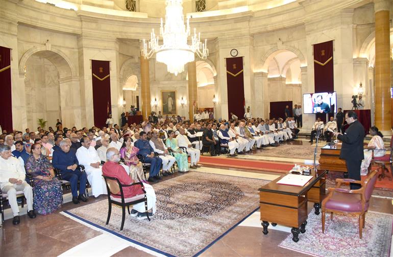 The President of India, Smt Droupadi Murmu administered the Oath of Office of Vice President of India to Shri C. P. Radhakrishnan at a Swearing-in-Ceremony held at Ganatantra Mandap, in Rashtrapati Bhavan, New Delhi on September 12, 2025.