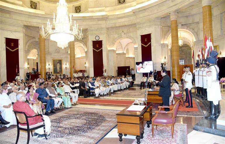 The President of India, Smt Droupadi Murmu administered the Oath of Office of Vice President of India to Shri C. P. Radhakrishnan at a Swearing-in-Ceremony held at Ganatantra Mandap, in Rashtrapati Bhavan, New Delhi on September 12, 2025.