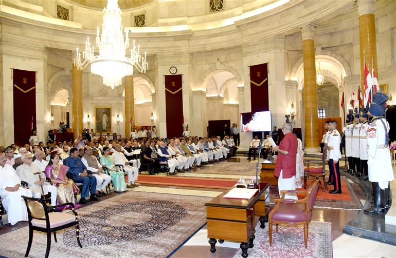 The President of India, Smt Droupadi Murmu administered the Oath of Office of Vice President of India to Shri C. P. Radhakrishnan at a Swearing-in-Ceremony held at Ganatantra Mandap, in Rashtrapati Bhavan, New Delhi on September 12, 2025.