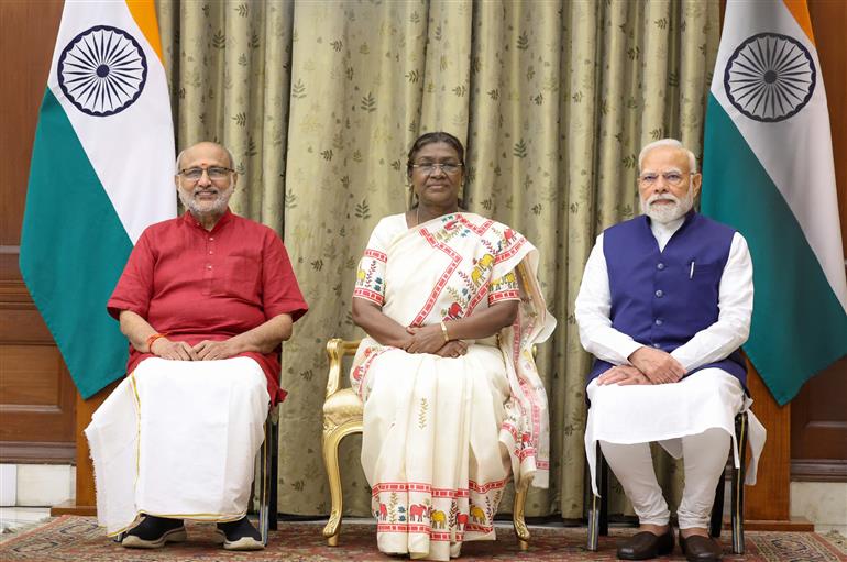 PM attends the oath taking ceremony of Vice President of India at Rashtrapati Bhavan, in New Delhi on September 12, 2025.