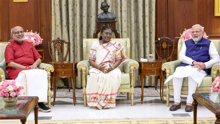 PM attends the oath taking ceremony of Vice President of India at Rashtrapati Bhavan, in New Delhi on September 12, 2025.