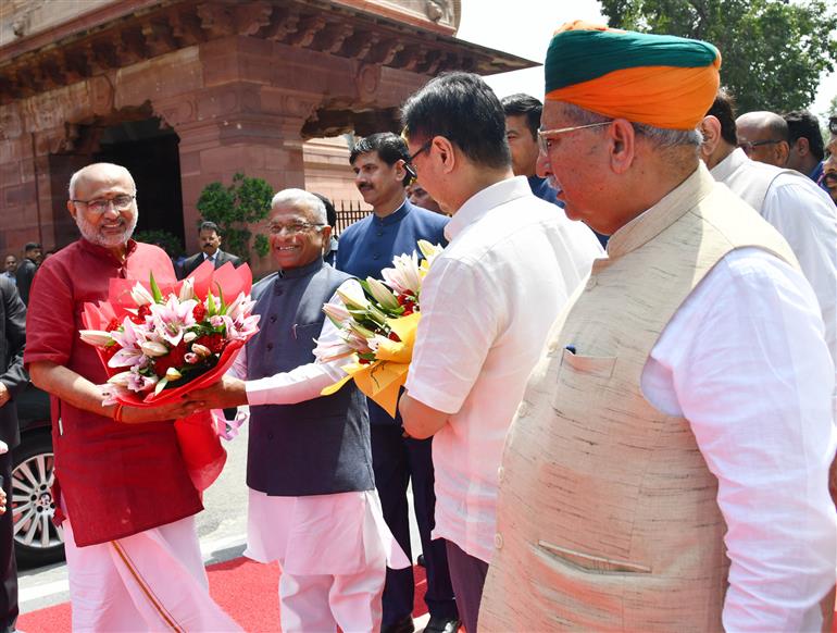 The Vice President of India, Shri C.P. Radhakrishnan meeting with the Floor Leaders at Parliament House, in New Delhi on September 12, 2025.