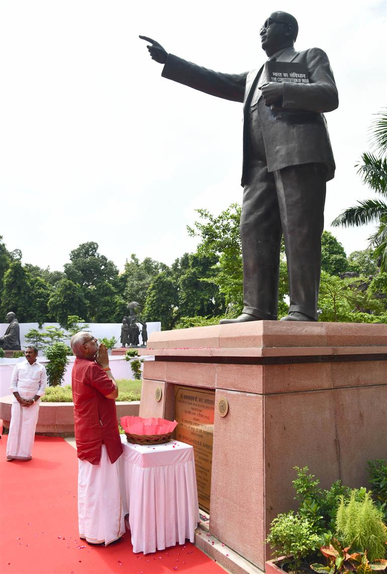 The Vice President of India, Shri C.P. Radhakrishnan paid floral tributes at Prerna Sthal in Parliament House, New Delhi on September 12, 2025.