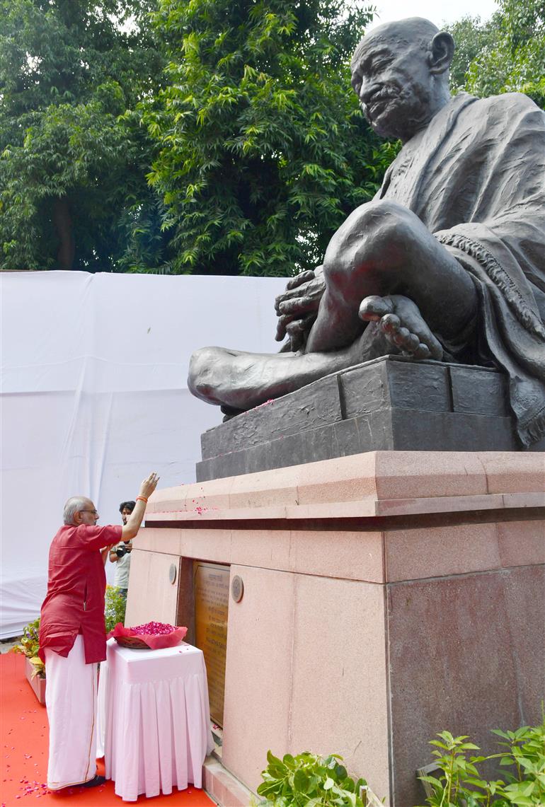 The Vice President of India, Shri C.P. Radhakrishnan paid floral tributes at Prerna Sthal in Parliament House, New Delhi on September 12, 2025.