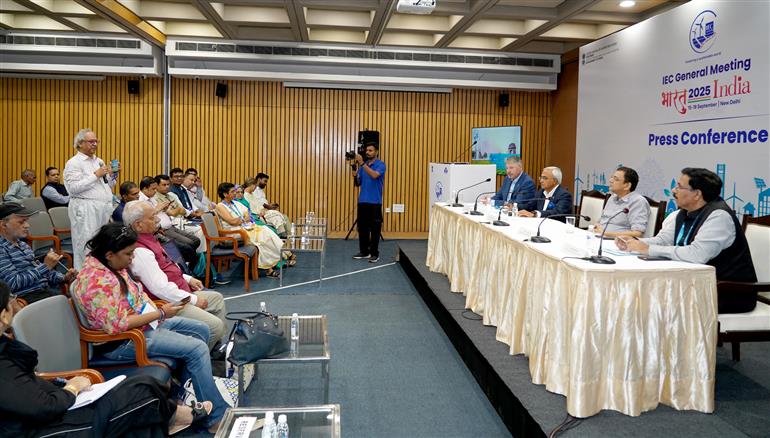 The Director General, Bureau of Indian Standards (BIS), Shri Pramod Kumar Tiwari addressed a Press Conference on International Electrotechnical Commission (IEC) General Meeting, in New Delhi on September 12, 2025.