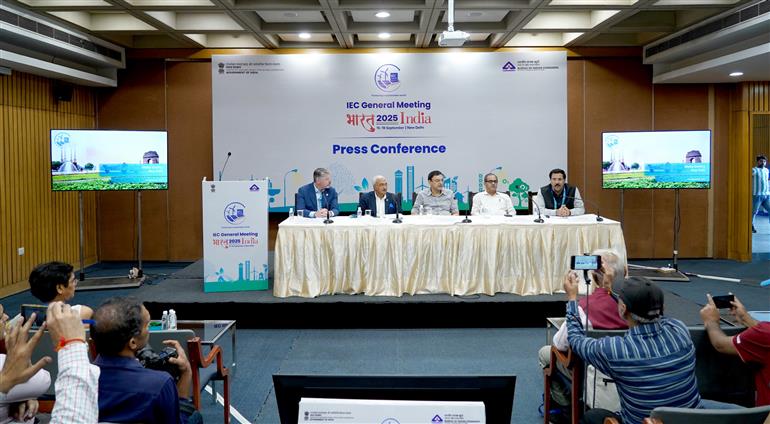 The Director General, Bureau of Indian Standards (BIS), Shri Pramod Kumar Tiwari addressed a Press Conference on International Electrotechnical Commission (IEC) General Meeting, in New Delhi on September 12, 2025.