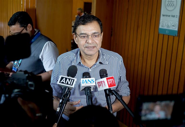 The Director General, Bureau of Indian Standards (BIS), Shri Pramod Kumar Tiwari interacting with media during addressed a Press Conference on International Electrotechnical Commission (IEC) General Meeting, in New Delhi on September 12, 2025.