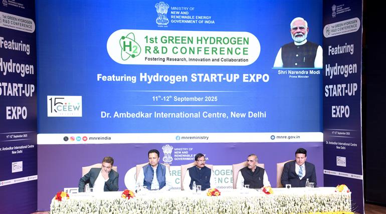 The Union Minister of State for New and Renewable Energy Shri Shripad Naik attends the valedictory session of 1st Green Hydrogen R&D Conference organised by the Ministry of New and Renewable Energy, in New Delhi on September 12, 2025.
