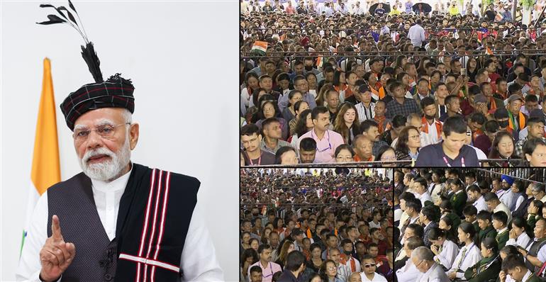 PM addressing at the foundation stone laying and inauguration of multiple development projects in Aizawl, Mizoram via video conference on September 13, 2025.