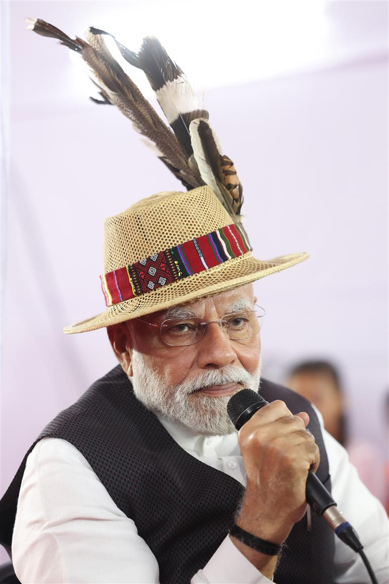 PM interaction with Internally Displaced Persons at Churachandpur, in Manipur on September 13, 2025.