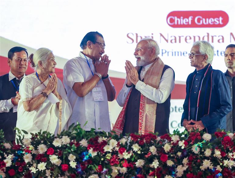 PM participates in the celebrations of 100th birth Anniversary of Bharat Ratna Dr. Bhupen Hazarika at Guwahati, in Assam on September 13, 2025.
