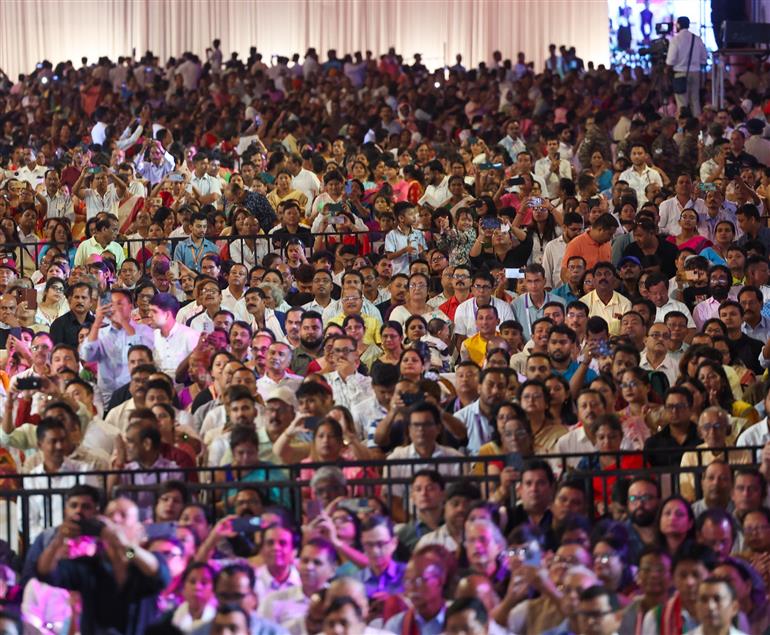 Gathering at the celebrations of 100th birth Anniversary of Bharat Ratna Dr. Bhupen Hazarika at Guwahati, in Assam on September 13, 2025. PM addressing on the occasion.