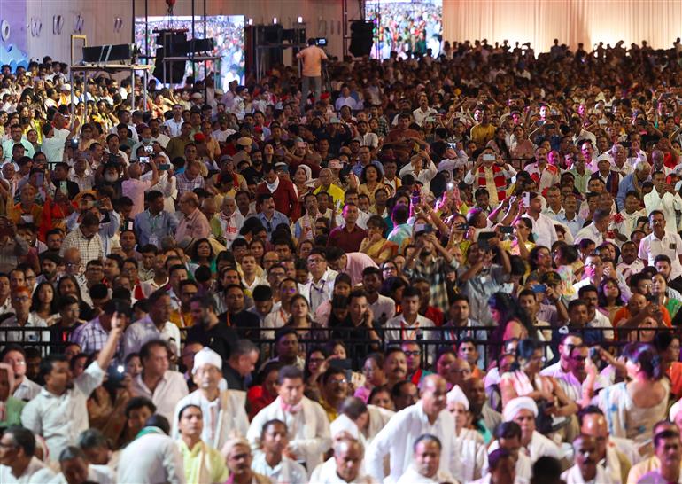 Gathering at the celebrations of 100th birth Anniversary of Bharat Ratna Dr. Bhupen Hazarika at Guwahati, in Assam on September 13, 2025. PM addressing on the occasion.