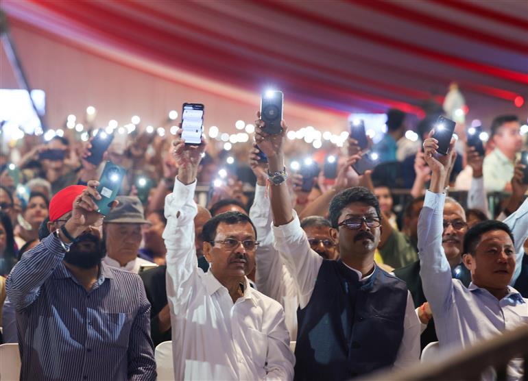 Gathering at the celebrations of 100th birth Anniversary of Bharat Ratna Dr. Bhupen Hazarika at Guwahati, in Assam on September 13, 2025. PM addressing on the occasion.