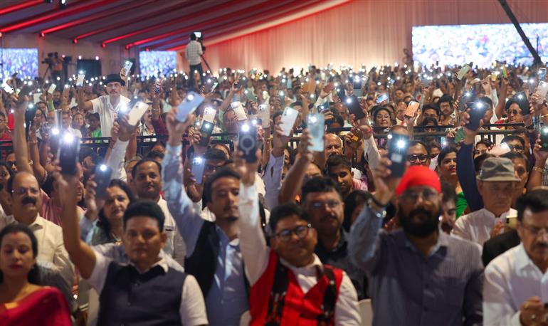Gathering at the celebrations of 100th birth Anniversary of Bharat Ratna Dr. Bhupen Hazarika at Guwahati, in Assam on September 13, 2025. PM addressing on the occasion.