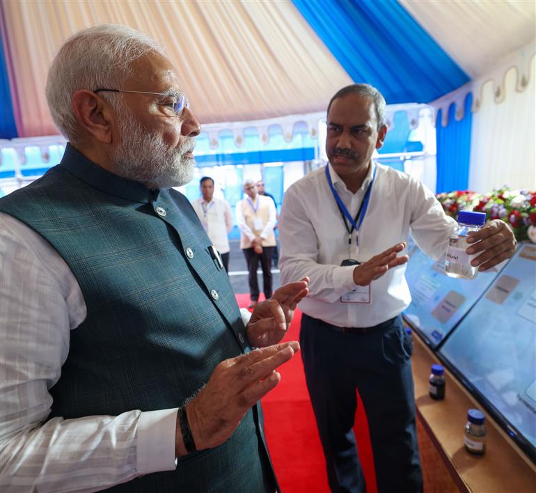 PM at the inauguration Assam Bio-Ethanol Private Limited (ABEL), Numaligarh Refinery Plant at Golaghat, in Assam on September 14, 2025.