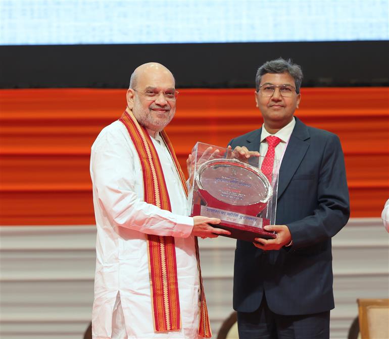 The Union Minister for Home Affairs and Cooperation, Shri Amit Shah graced the Fifth Akhil Bhartiya Rajbhasha Sammelan on the occasion of Hindi Diwas-2025 held at Gandhinagar, in Gujarat on September 14, 2025.
