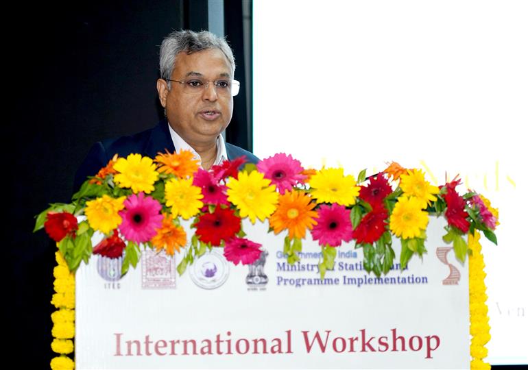The Secretary, Ministry of Statistics and Programme Implementation, Dr. Saurabh Garg addressing at the inauguration of International Workshop on “Data Needs for Sustainable Development” in NSSTA Noida on September 15, 2025.  