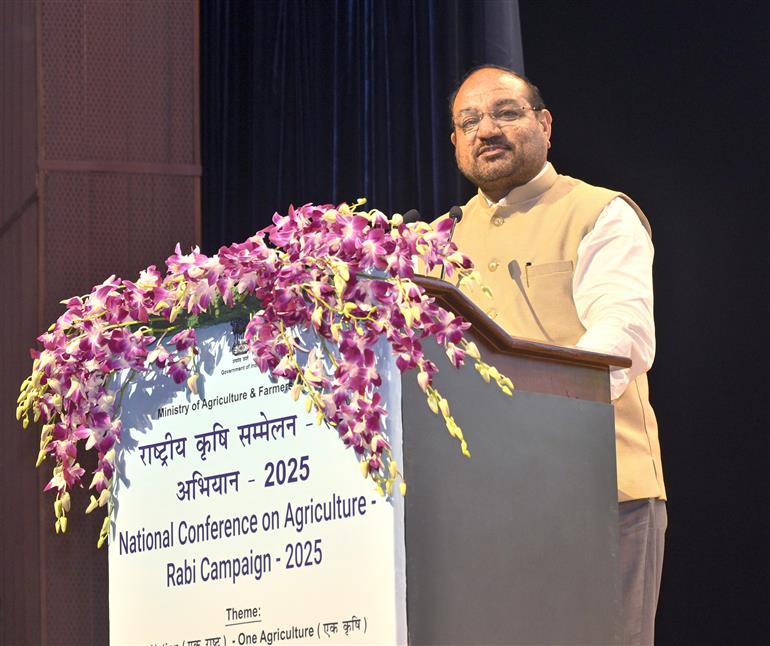 The Secretary, Department of Agricultural Research and Education (DARE) and DG, ICAR Dr. Mangi Lal Jat addressing at the inauguration of National Conference on Agriculture for Rabi Campaign-2025, in New Delhi on September 15, 2025.