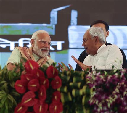 PM at the inauguration and laying the foundation stone of multiple development projects at Purnea, in Bihar on September 15, 2025. 