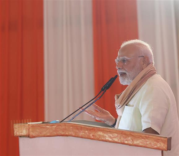 PM addressing at the inauguration and laying the foundation stone of multiple development projects at Purnea, in Bihar on September 15, 2025. 
