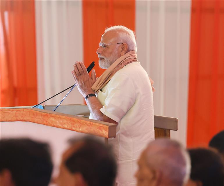 PM addressing at the inauguration and laying the foundation stone of multiple development projects at Purnea, in Bihar on September 15, 2025. 