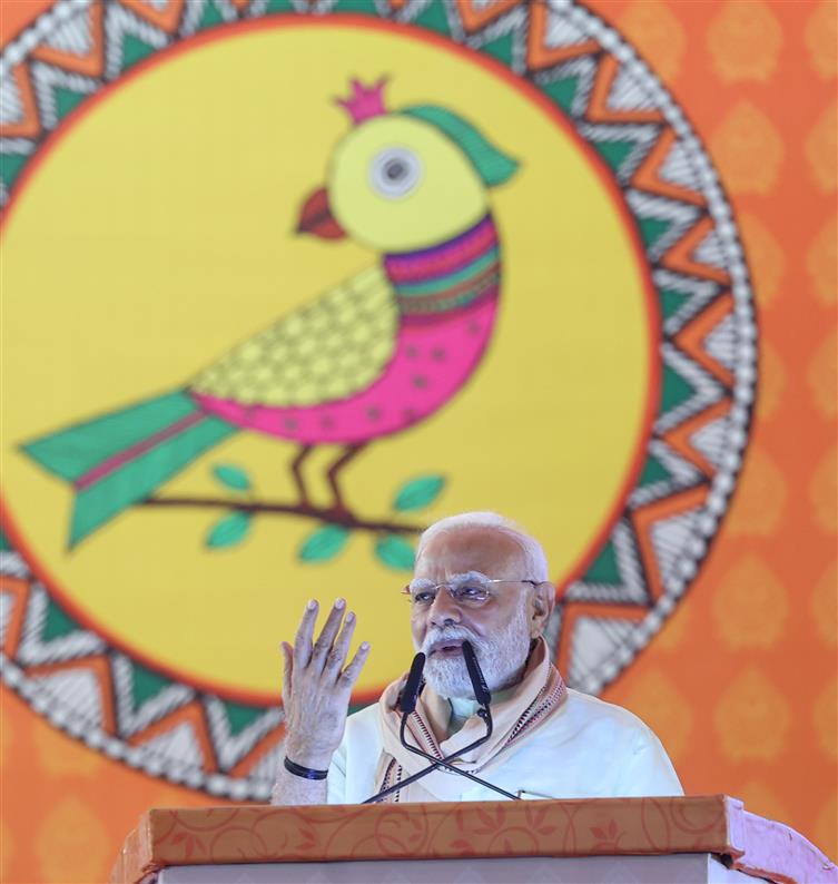 PM addressing at the inauguration and laying the foundation stone of multiple development projects at Purnea, in Bihar on September 15, 2025. 