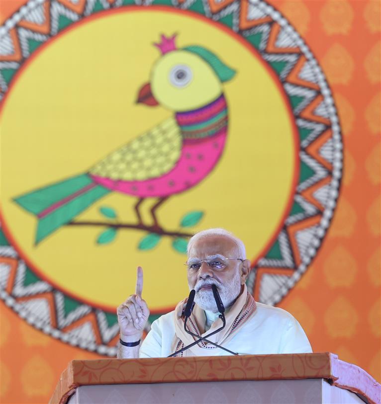 PM addressing at the inauguration and laying the foundation stone of multiple development projects at Purnea, in Bihar on September 15, 2025. 