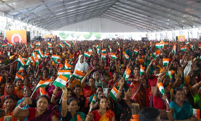 Gathering at the inauguration and laying the foundation stone of multiple development projects at Purnea, in Bihar on September 15, 2025. PM addressing on the occasion.