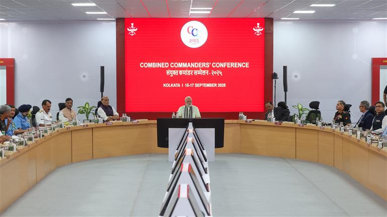 PM attends the Combined Commanders’ Conference (CCC) 2025 at Kolkata, in West Bengal on September 15, 2025.