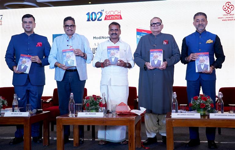 The Minister of State for Information and Broadcasting and Parliamentary Affairs, Dr. L. Murugan released the book of ModiNomics: The Journey of Inclusive Growth by Shri Sameer Kochhar, Chairman of the SKOCH Group, in New Delhi on September 20, 2025.