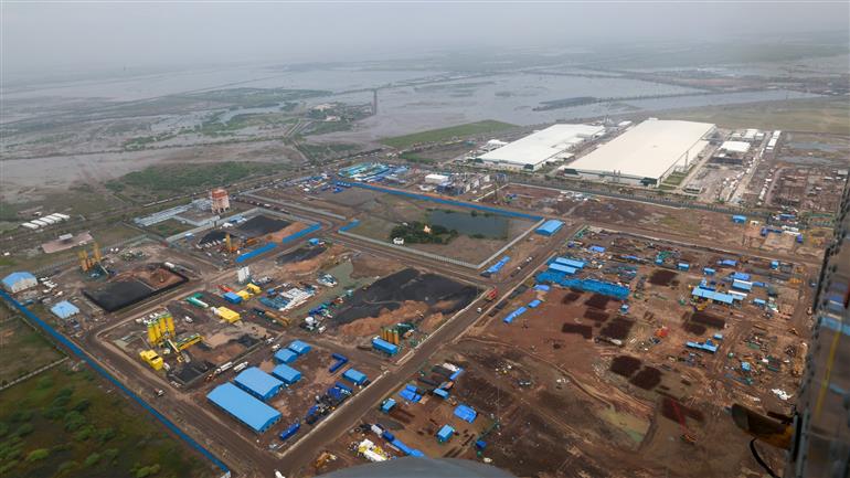 PM undertakes an aerial survey of Dholera Special Investment Region, in Gujarat on September 20, 2025.