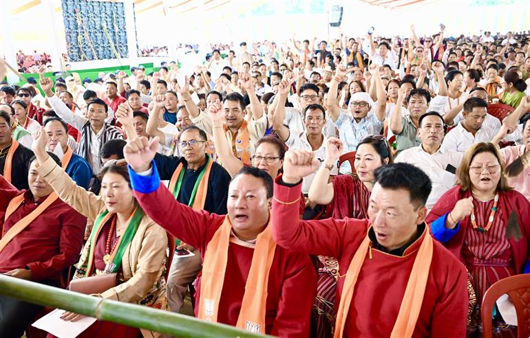 Gathering at the foundation stone laying of various projects at Itanagar, in Arunachal Pradesh on September 22, 2025. PM addressing on the occasion.